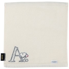 Tsujiseru Snoopy Mini Towel 25cm Initial A Embroidered White