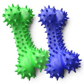 QWKNY Durable Dog Chew Toy for Aggressive Chewers – Rubber Puppy Teething Toy with Bacon Flavor, Interactive Dog Toothbrush Stick for Teeth Cleaning & Gum Massage, Ideal for Small Dogs & Puppies