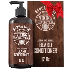 Viking Revolution Beard Conditioner w/Argan & Jojoba Oils - Softens & Strengthens - Sandalwood Scent - Beard Conditioner w/Beard Oil (17oz Conditioner)