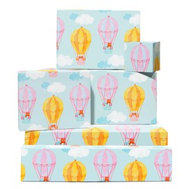 Geschenkpapier Katze – 6 Blatt Geburtstagsgeschenkpapier für sie – Katze auf Heißluftballons – Geschenkpapier für Babypartys – für Katzenliebhaber – recycelbar – von Central 23