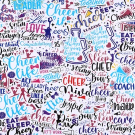 200 Pieces Cheerleading Stickers Cheer Decals Waterproof Stickers Present, Motivational Positive Stickers for Water Bottle Laptop Car Phone, 25 Styles