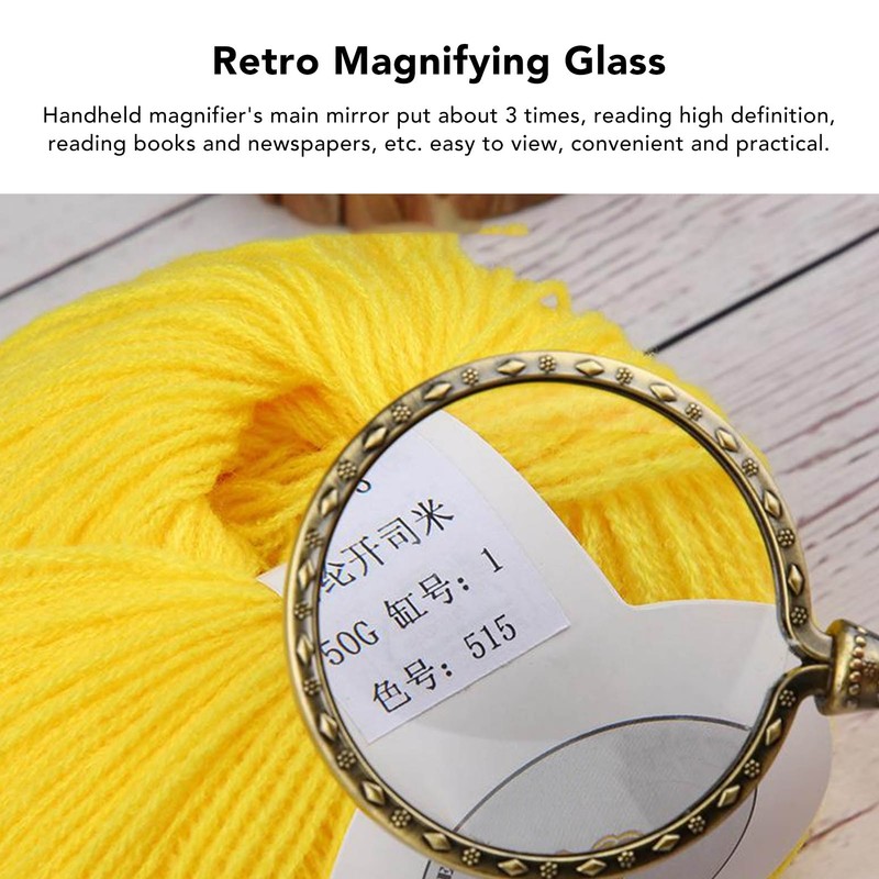 Retro Magnifying Glass Portable 3X Magnification Handheld Magnifier for Science
