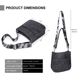 Viva Terry Vegan Leather Crossbody Fashion Shoulder Bag Purse with 2 Adjustable Strap (Gray)