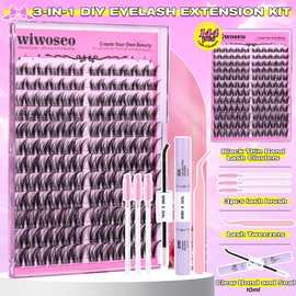 wiwoseo Wispy Lash Clusters Kit Natural Eyelash Clusters Manga Cluster Eyelash Extensions Kit with Bond and Seal Lash Glue Fairy Lashes Clusters Lashes Natural Look Anime Lash Extensions for Beginners