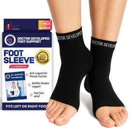Dr. Arthritis Ankle Brace, Lightweight Foot Sleeve for Achilles Tendonitis & Plantar Fasciitis Relief, Breathable Ankle Compression Socks for Women & Men, For Daily Wear, Sports & Recovery (Black, XXL)