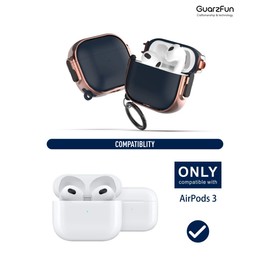 GuarzFun AirPods 3 Case with Secure Lock, Hybrid Material, Full Body Protective Cover (Rose Golden + Blue)