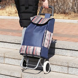 Low-Noise Large Wheel Shopping Cart for Market & Groceries (Essential Household Item) Hand Cart Navy