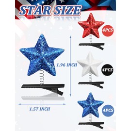 12PCS 4th of July Hair Clips American Festival Rave Star Barrette Red White and Blue Independence Day Hairpins Accessories for Patriotic Home Party Props (4th of July)