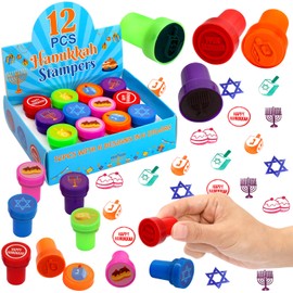 Fancy Land Hanukkah Stamps Multicolored Hanukkah Stampers Chanukkah Stamp Set for Hanukkah Holiday Party Supplies 12Pcs
