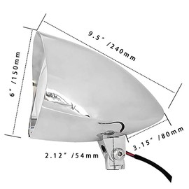 FATECIM 5.75" LED Motorcycle Headlights w/Aluminum Visor Clear Lens 5 3/4 inch Bullet Vintage Lamp for Harley Sportster Dyna Softail Bobber Chopper Honda Yamaha Suzuki Kawasaki Custom Chrome