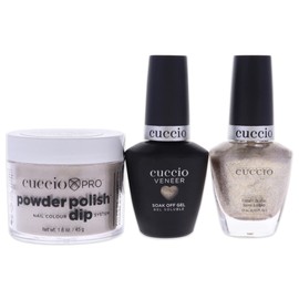 Cuccio Colour Matchmakers Plus Nail Dip - Matching Mani-Pedi With Flawless Coordination - A Color Lacquer And Color Veneer Gel Polish In The Same Color - Pop, Fizz, Clink - Large - 3 Pc Kit