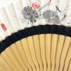 Eastern Wind Chinese white linen lotus bamboo hand fan folding
