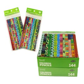S & E TEACHER'S EDITION Assorted Colorful Pencils, Wooden Pencil with Eraser, Pencil Assortment, Novelty Kids，Awards & Incentives Pencils, 2 HB, 12 Colors 288 pcs.