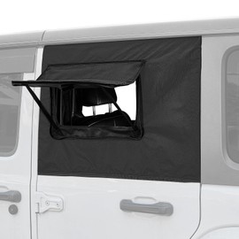 JOYTUTUS Rear Wrangler Side Window Sun Shade Rain Cover Camping Window Insect Mesh Screens Compatible with 2007-2024 Wrangler JK JL 4 Doors Gladiator JT, Car Window Covers for Privacy Blackout 2 Pcs