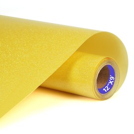 SHOMKIEE Yellow Glitter HTV Heat Transfer Vinyl Rolls12inch by 9feet PU Stretch Iron on Vinyl for T-Shirt HTV Vinyl for Silhouette and Cameo(9Ft, Z1-Glitter Yellow)
