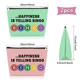 Sazuwu 2PCS Bingo Gift Makeup Bag Bingo Game Gifts Ideas Bingo Player Gifts for Women Lucky Bingo Gifts Birthday Gift for Bingo Lover Cosmetic Bag Retirement Gifts for Women Gambler Travel Pouch