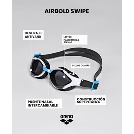 Arena anteojos unisex Air Bold Swipe para adultos, color negro ahumado oscuro y oliva