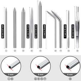 Ferraycle 12 Pcs Paracord FID Set Stainless Steel Knotter Marlinspike Set Paracord Stitching Lacing Stitching Needles and Smoothing Tool for Leather or Paracord Work (Red)