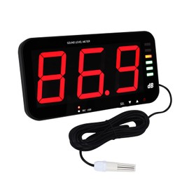 Decibel Meter Sound Level Meter with Data Logging, 13" Large LCD Display Wall Mounted Noise Meter for Classroom w/ 16.4ft Corded Sensor & Alarm Output for Studio Decibel Noise Measuring and Recording