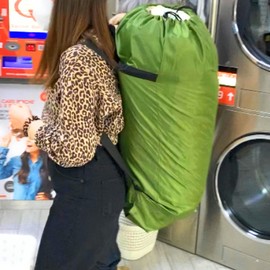 MGKolbe® Waterproof Foldable Backpack with Suspenders Supports up to 80 kg Large 92 x 60 cm, Dirty Laundry Bag for Bathroom Travel Clothes Cloths Dirty Garment Bag Hand Luggage Bag Green