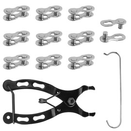 Evponk Bicycle Chain Tool Kit, 10 Pairs 9 Speed Reusable Bike Magic Buckle Missing Link Carbon Steel Bike Link Plier with Hook for Bicycle Chain Replacement