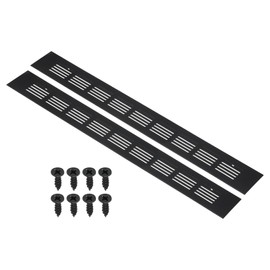 PATIKIL 16 x 2 Inch Door Air Vent Cover, 2pcs Aluminum Grille Ventilation Cover Louvered with Mounting Screws for Cabinet Wardrobe Door, Black