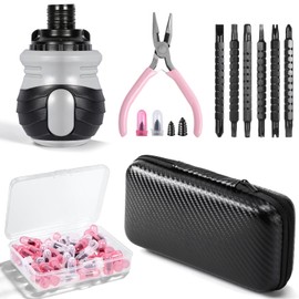 Fuerdich Tire Puncture Repair Kit with 60-Piece Nails, 13-in-1 Ratchet Screwdriver, Pliers and Storage Bag, Emergency Tire Repair Rubber Nail Kit for Cars, Trucks, Motorcycles