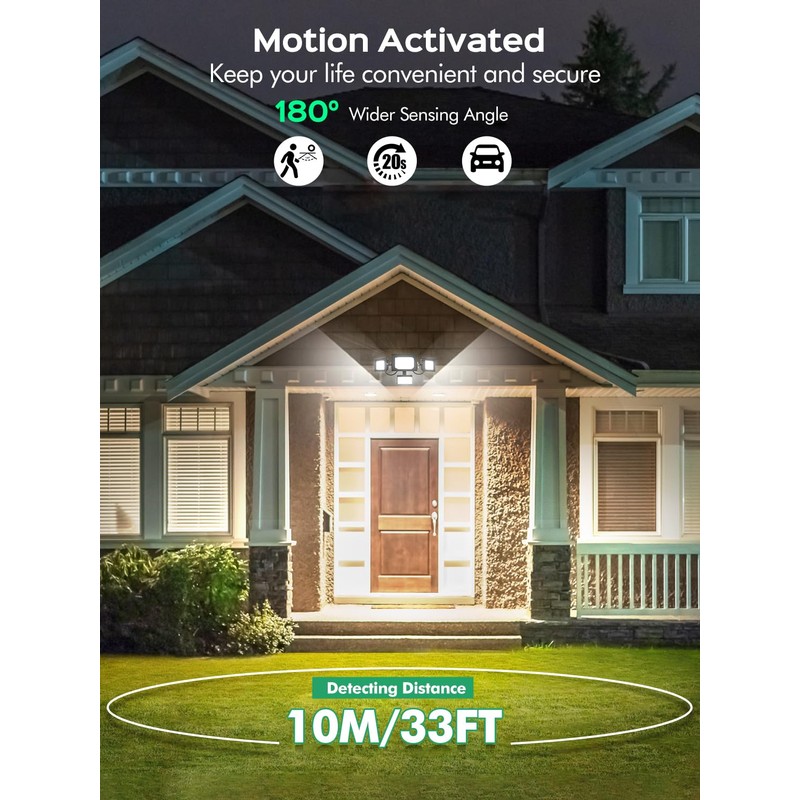 100W Security Lights Outdoor Motion Sensor,10000LM PIR Floodlight with Remote