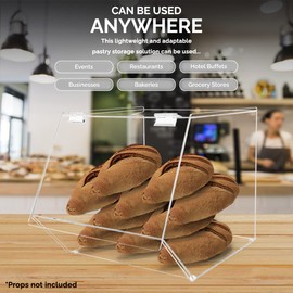 Marketing Holders 2 Pack Bread Pastry Bin Dry Food Baked Goods Box 12” x 12.25” Top Opening Display with Hinged Lid for Easy Access Countertop Storage