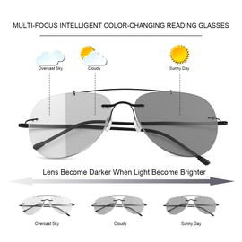 YIMI Photochromic Progressive Multifocal Reading Glasses for Men Women UV400 Computer Anti Blue Light Lightweight Eyeglasses (Black, 2.50, multiplier_x)