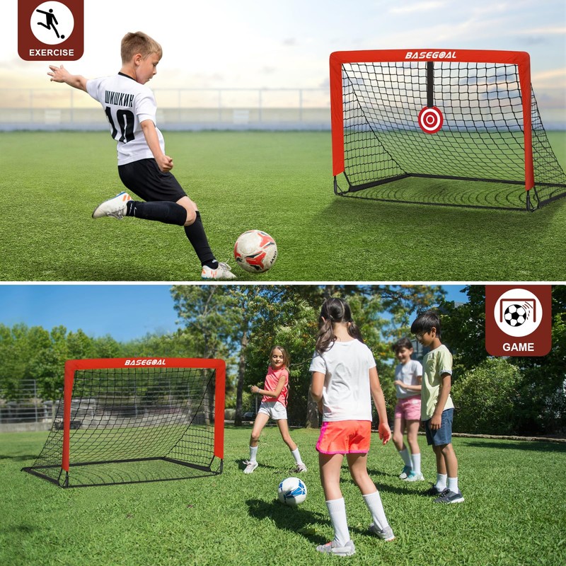 BaseGoal Kids Portable Soccer Goals for Backyard, 5x4ft,Easy Set up