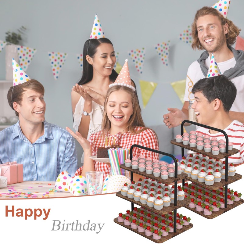 VyGrow Cupcake Stand, 3-Tier Dessert Stand for 52 Cupcakes, Wood
