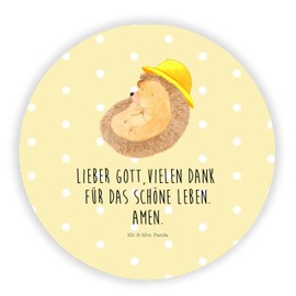 Mr. & Mrs. Panda Round Magnet Hedgehog Praying - Gift, Thank You, Prayer, Souvenir Magnet, Animals, Cute Animal Motifs, Motif Magnets, Good Mood,