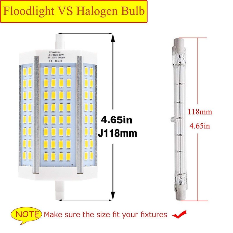 Rowrun 30W R7S J118 T3 LED Bulb Daylight White R7S