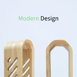 POCAKE Nature Bamboo & Aluminum Headphone Stand with Anti-Slip Base for Desk, Wooden Headphone Hanger, Modern Headset Stand for Gaming. Desktop Headphone Holder Compatible with All Headphones.