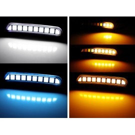 iJDMTOY Dark Smoked Lens White/Ice Blue Driving, Amber Sequential Blink Full LED Front Bumper Side Marker Light Kit Compatible With Jeep 2021-up Grand Cherokee
