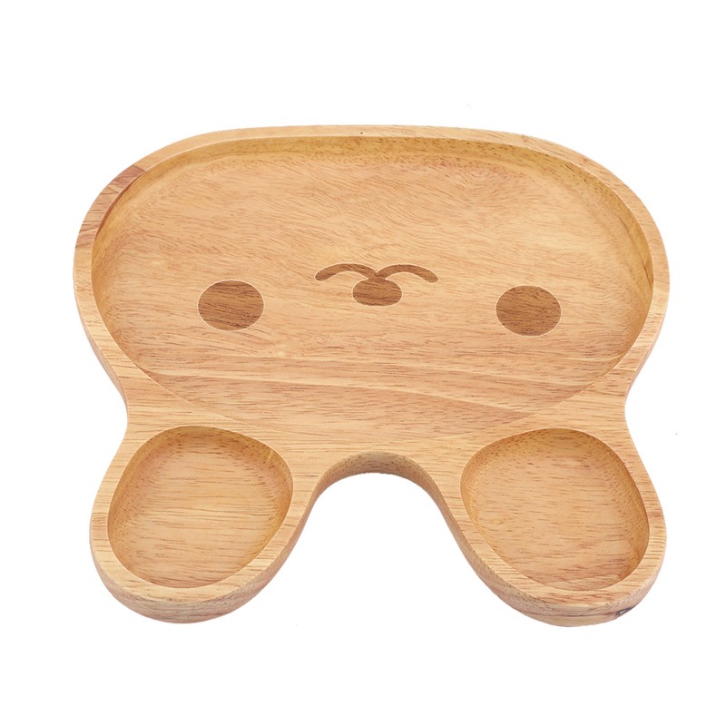 Wooden Plate Child Dessert Snacks Serving Tray Adorable Rabbit Wood