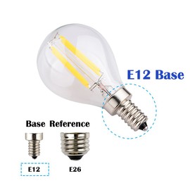 OPALRAY G45(G14) Mini Globe LED Filament Tungsten Bulb, 4W Dimmable, 2700K Warm White Light Color, 400LM 40W Incandescent Bulb Replacement, Clear Glass Cover, E12 Small Base Candelabra Lamp, 6 Pack