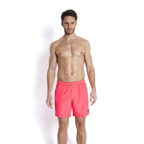 Speedo Men's Check Trim Leisure Water Shorts - Psycho Red/Oxid Grey, Small/16-Inch