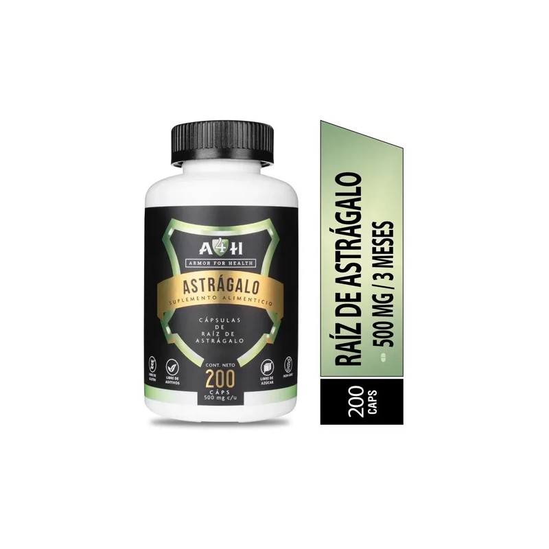 Suplemento Raíz Astragalo Puro Astragalus 200 Cáps 500mg A4h