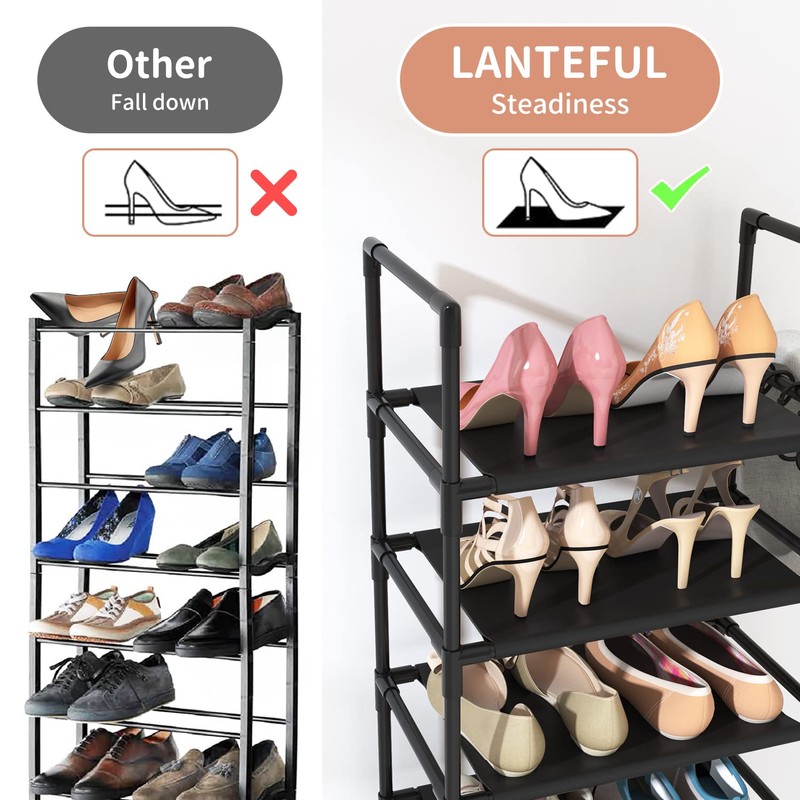 LANTEFUL 10 Tiers Tall Shoe Rack 20-25 Pairs Boots Organizer