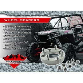 Rugged Front/Rear Wheel Spacer for Yamaha YXZ 1000R /SE/SS/SS SE/SS XT-R, Aluminum Alloy, Machine Pressed High Tensile Studs, Bolt-On 2 Pieces Per Box (See Fitment Details in Description)