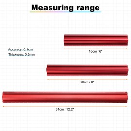 HARFINGTON 3pcs Woodworking Edge Ruler Set 16/20/30cm Aluminum Alloy 90 Degrees V Shaped Straight Edge Ruler Corner Ruler Measuring Ruler for Woodworking, Red