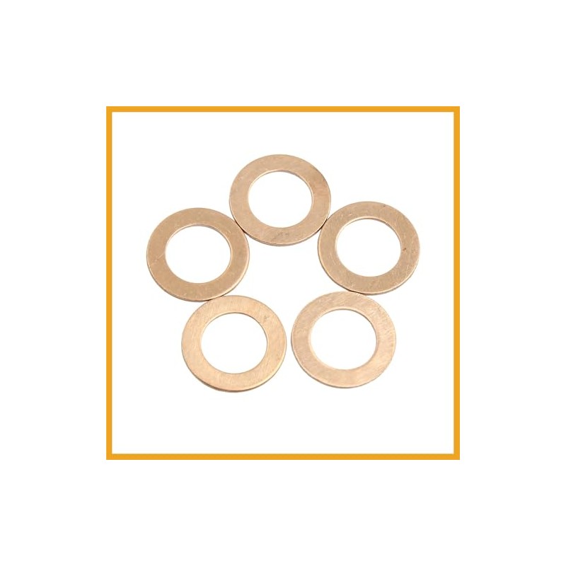 Partuto 14mm Inner Dia Copper Crush Washers Flat Sealing Gaskets