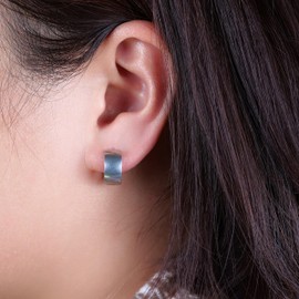 Limerencia Hypoallergenic Implant Grade Titanium F136 Hoop Chunky Earrings,Wide Thick Huggie Earrings G23 for Women Sensitive Ears (Silver)