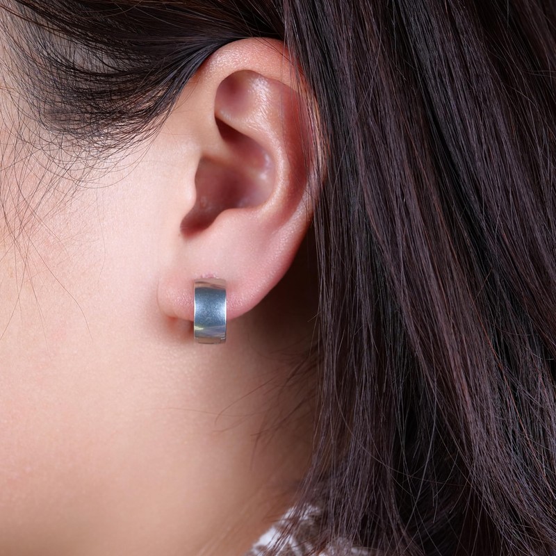 Limerencia Hypoallergenic Implant Grade Titanium F136 Hoop Chunky Earrings,Wide Thick
