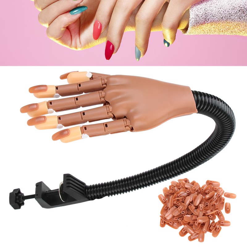 Flexible Movable False Fake Hands Nail Art Manicure Practice Hand