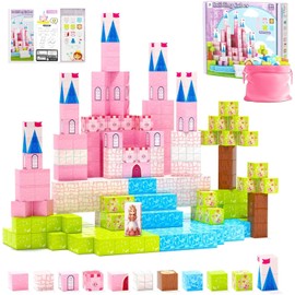 Magnetic Blocks-100PCS Magnetic Blocks Princess Toys,Build Mine Magnet World,STEM Sensory Magnetic Building Blocks Construction Toys Kids,Birthday Gifts for Kids 3+Years Old,Creative Kids Games Toys