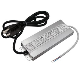LED Driver Waterproof IP67 Power Supply 100W 12V DC 8.5a Transformer thinner and Durable with US 3-Prong Plug Plate for Outdoor Use