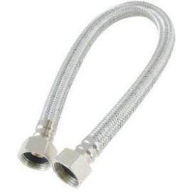 Flexible Tap Hose Connector Pack of 2 - Compression or Push Fit or Push Fit with isolating Valve 300mm Long (1/2"F x 1/2"F x 300mm Long)